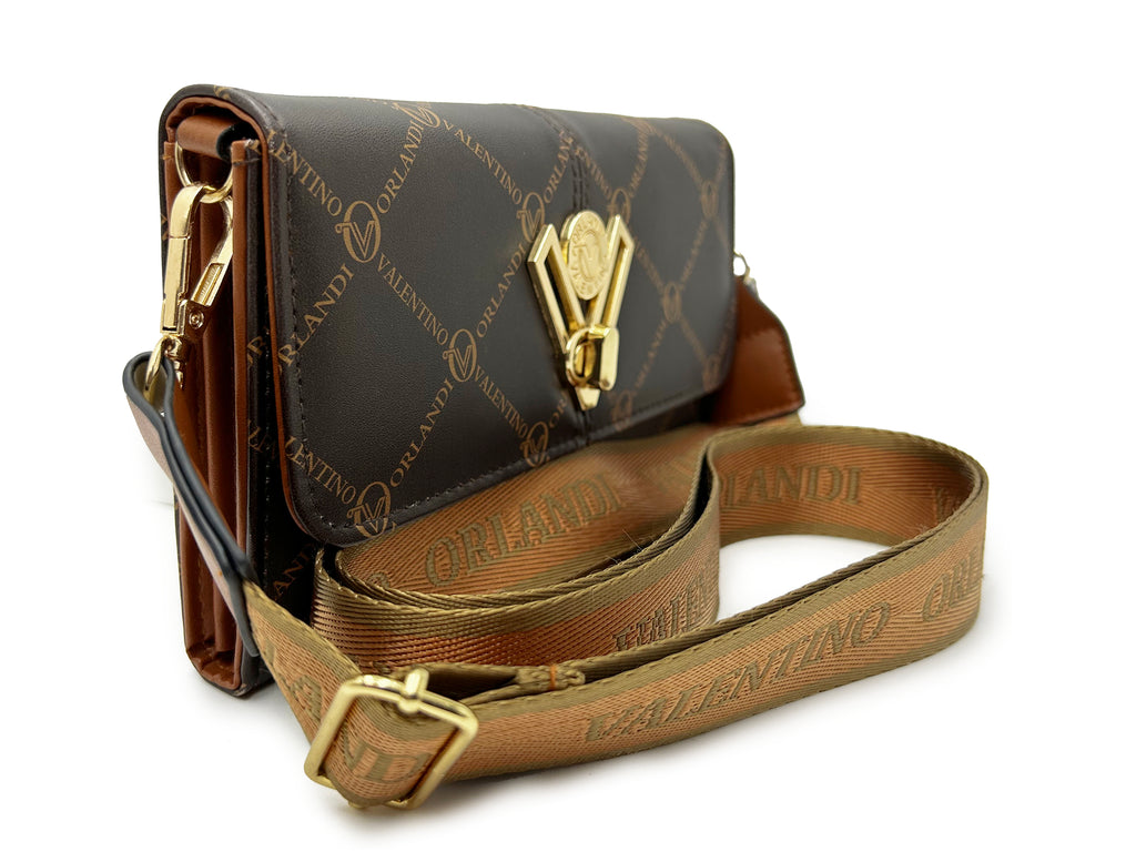 Large "V" Lock Status Printed Crossbody