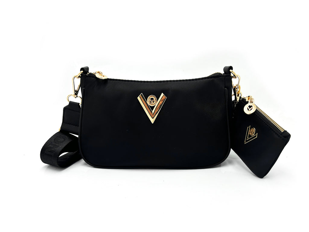 "V" Lock Crossbody Bag with Webstrap