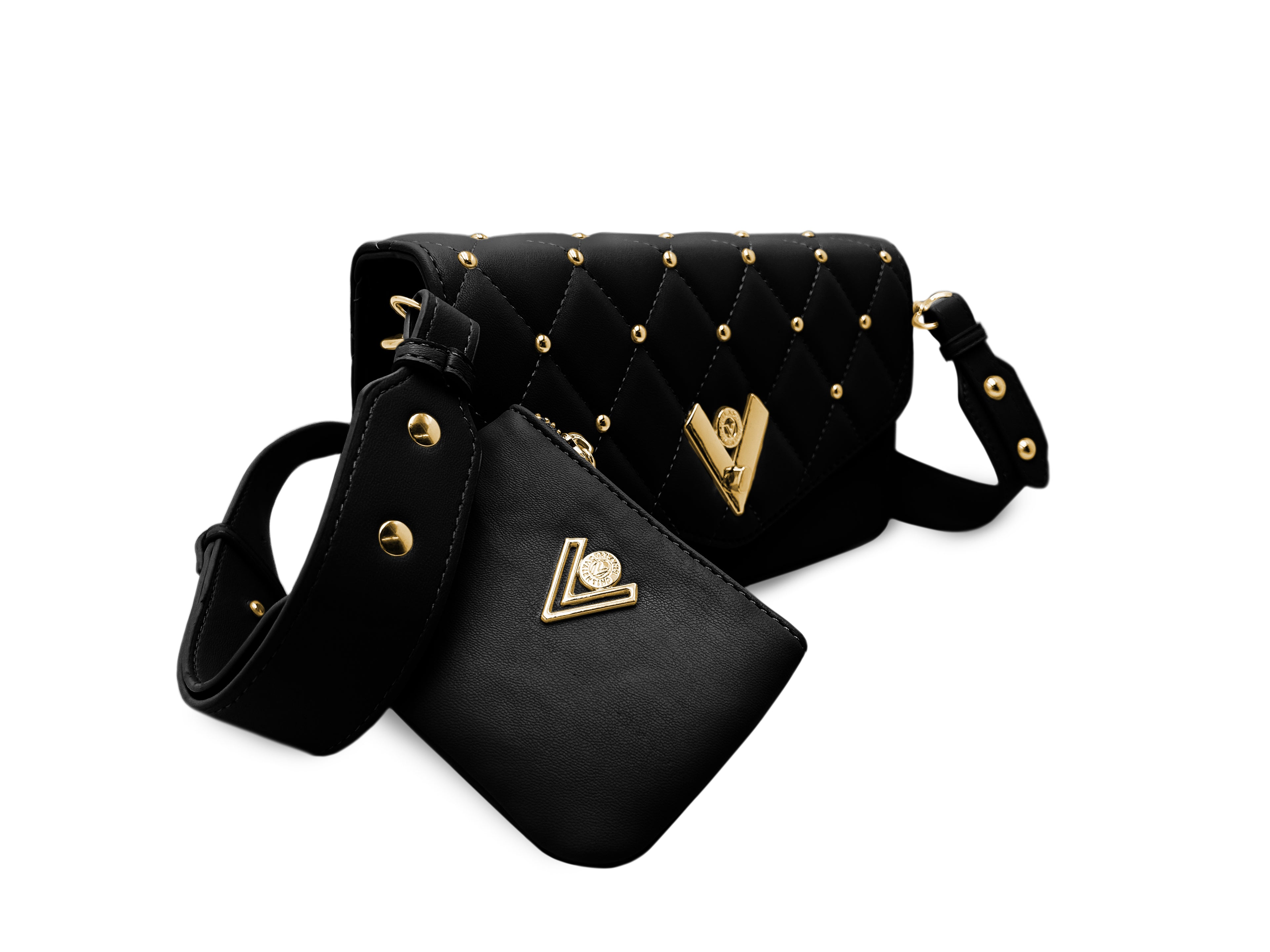 Valentino Orlandi Gold Metal Studded Crossbody