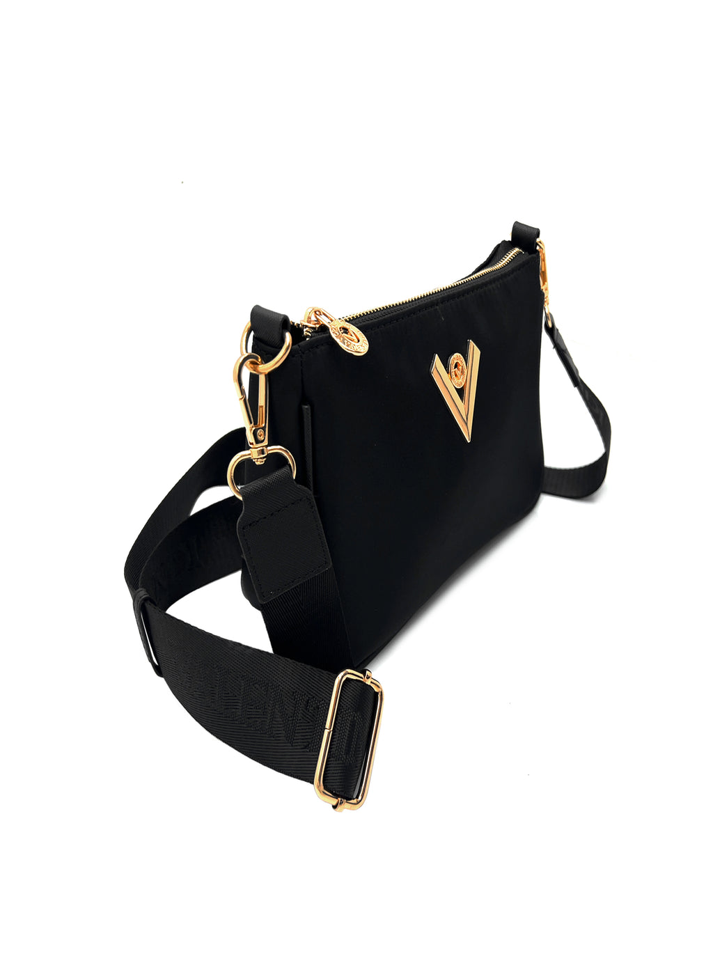 "V" Lock Crossbody Bag with Webstrap