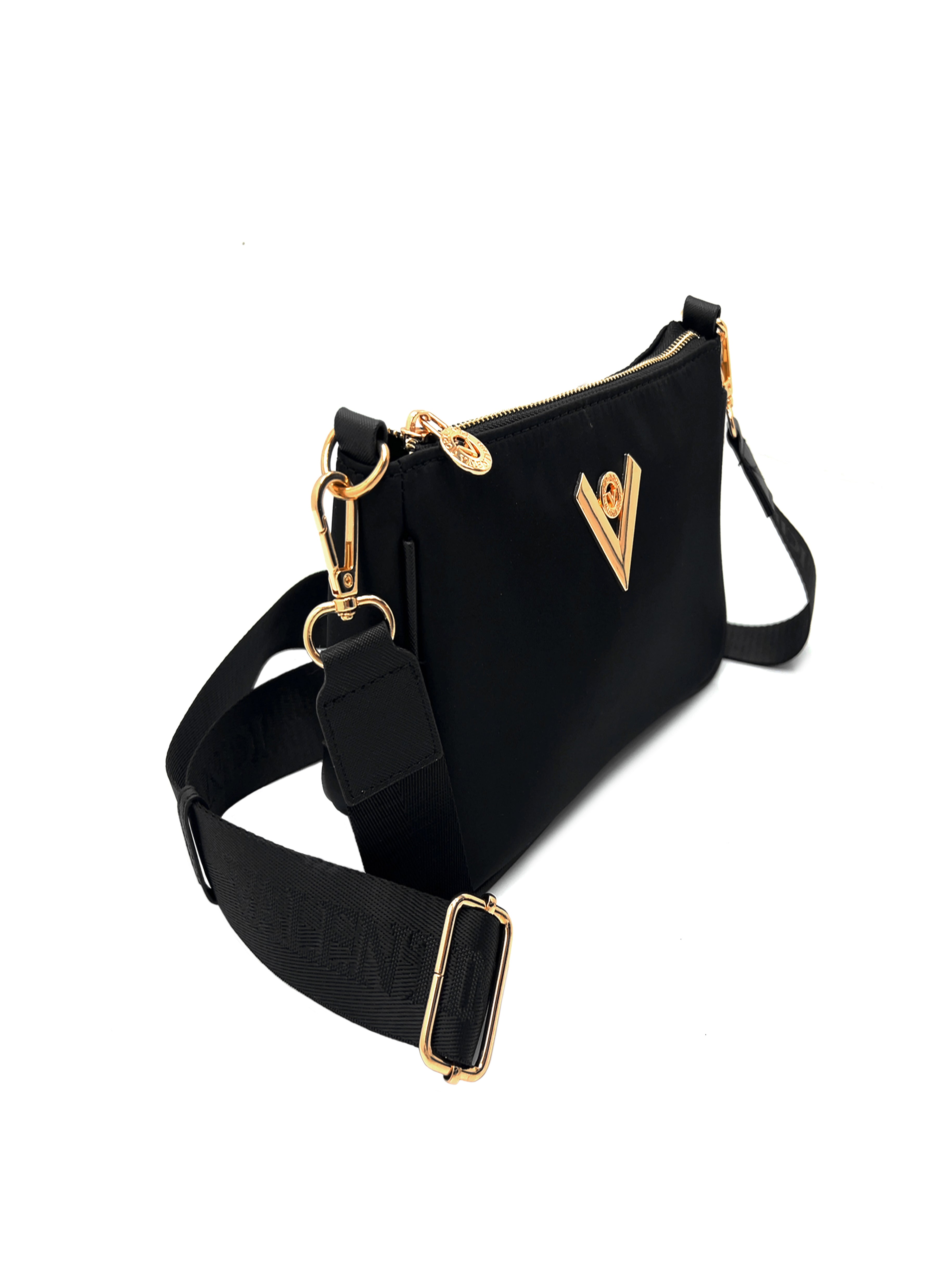 "V" Lock Crossbody Bag with Webstrap
