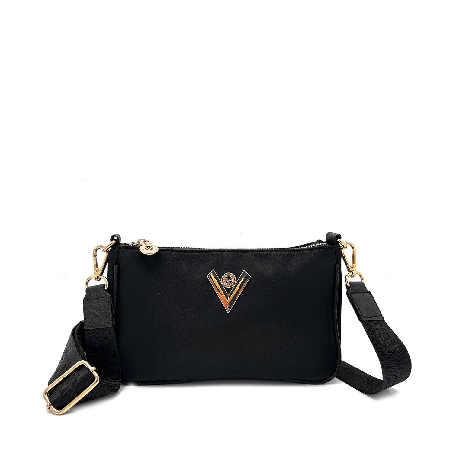 "V" Lock Crossbody Bag with Webstrap