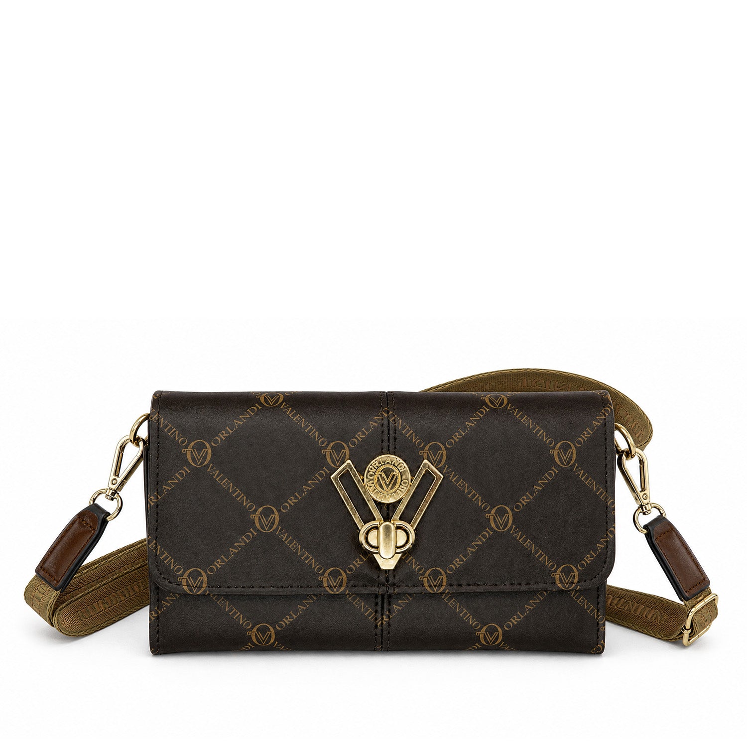 Large "V" Lock Status Printed Crossbody